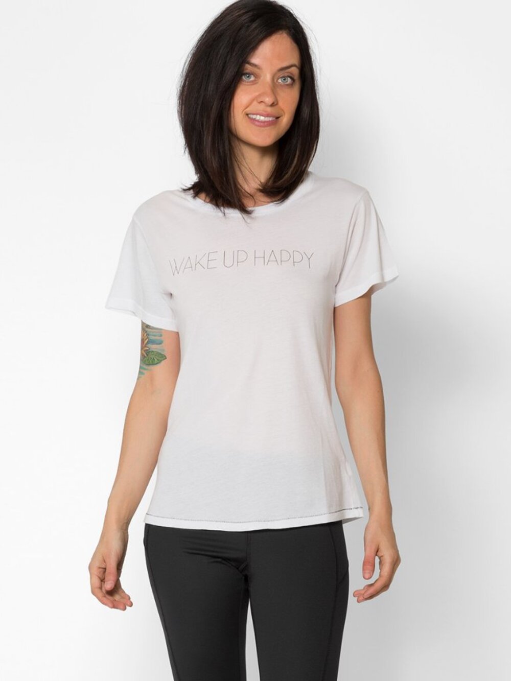 NWT All Things Fabulous Women's Wake Up Happy Tee White Size M